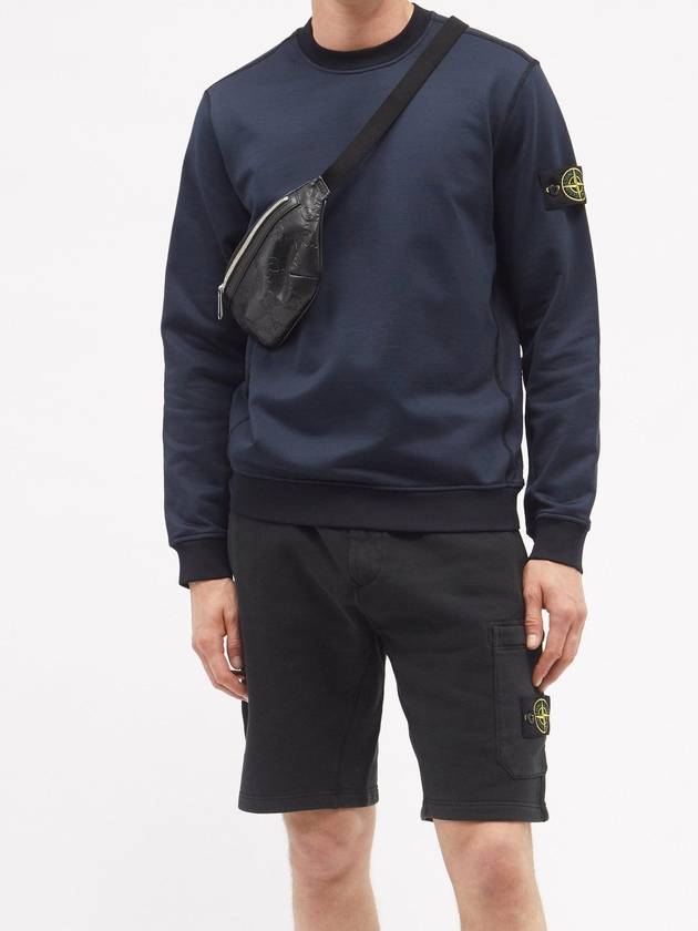 Men's Wappen Patch Round Cotton Nylon Fleece Sweatshirt Navy - STONE ISLAND - BALAAN 4