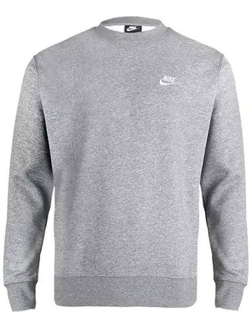 Club Fleece Crew Sweatshirt Grey - NIKE - BALAAN 1