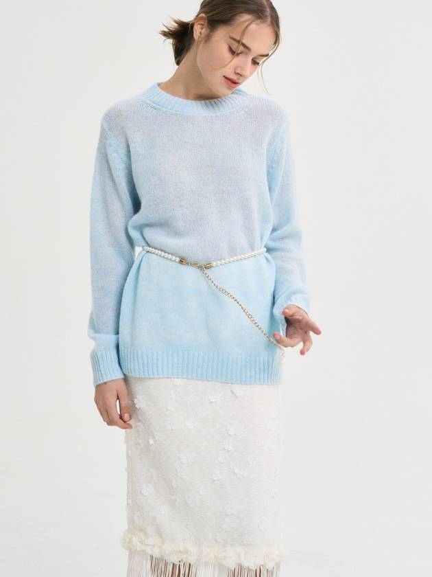 Sorbet Angtt Mohair Wool Knit Sweater Sky Blue - SORRY TOO MUCH LOVE - BALAAN 1