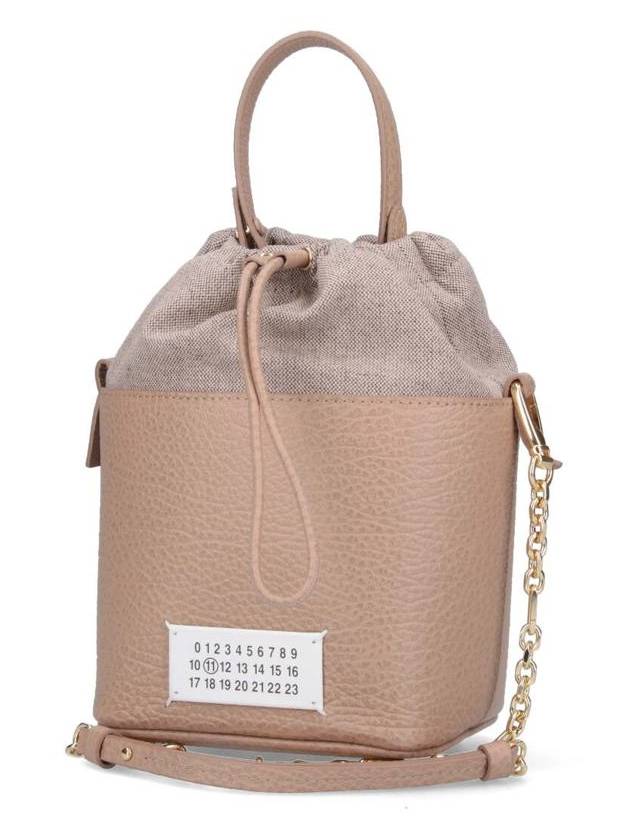 5AC Number Logo Texture Leather Bucket Bag Beige - MAISON MARGIELA - BALAAN 3