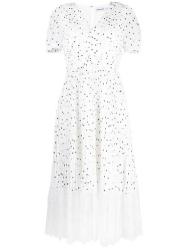 Polka Dot Chiffon Crossover Mini Dress White - SELF PORTRAIT - BALAAN 1