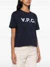 Logo Print Crew Neck Short Sleeve T-Shirt Navy - A.P.C. - BALAAN 5