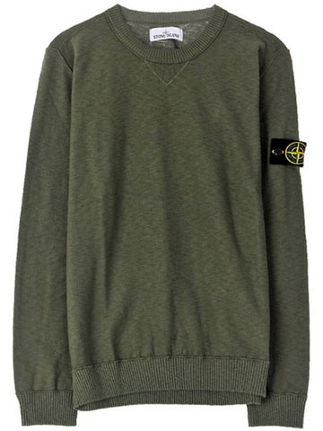 Wappen Patch Crew Neck Cotton Knit Top Khaki - STONE ISLAND - BALAAN 1