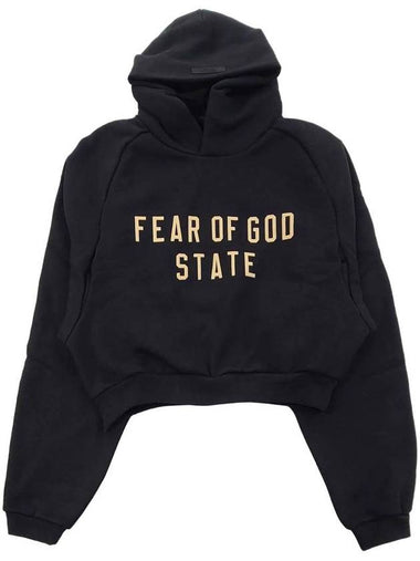 Logo Print Cropped Hoodie Black - FEAR OF GOD - BALAAN 1