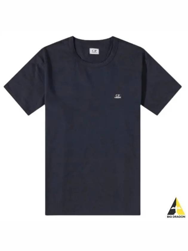 Logo Patch Crew Neck Cotton Short Sleeve T-Shirt Navy - CP COMPANY - BALAAN 2