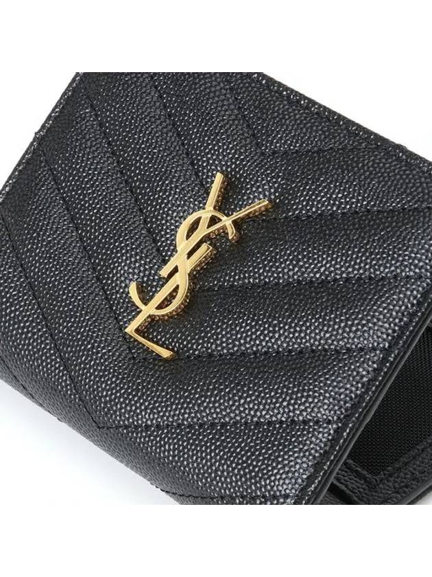 Cassandre Matelasse Grain De Poudre Embossed Leather Half Wallet Black - SAINT LAURENT - BALAAN 6