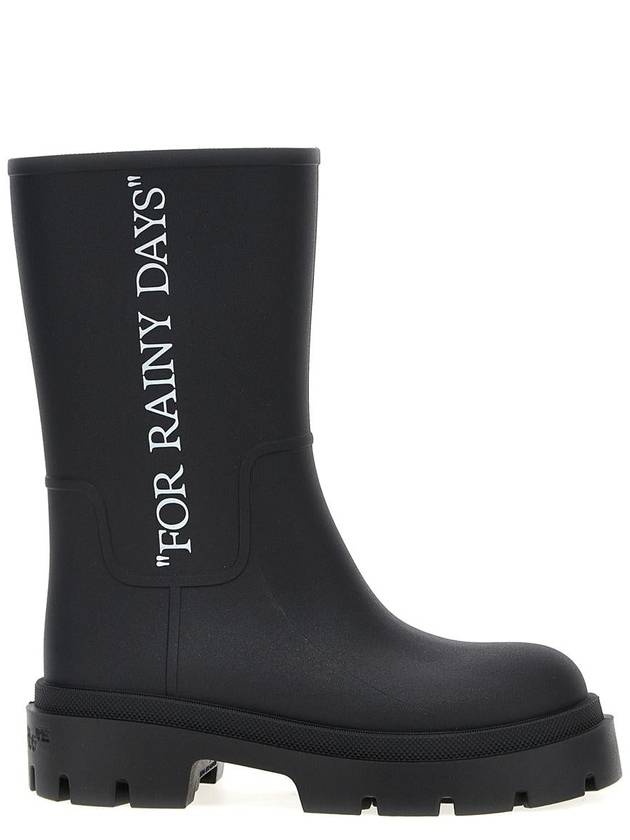 slogan print rain boots black - OFF WHITE - BALAAN 2