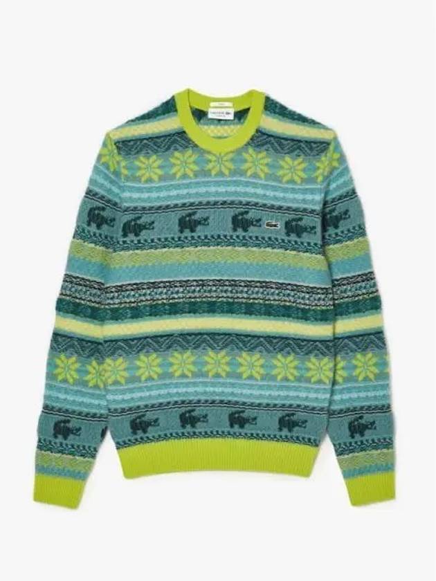 Men s Wool Blend Fair Isle Crew Neck Pullover Knit AH5663 53N I Domestic Product GQ2N23110726395 - LACOSTE - BALAAN 1