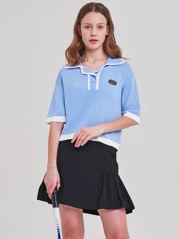 Collar neck color combination short sleeve T-shirt MK3SP090BLU - P_LABEL - BALAAN 11