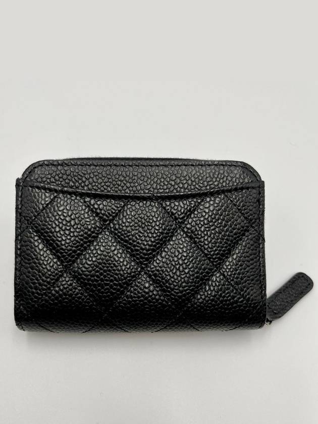 Classic Zipped Coin Purse Grained Calfskin Silver Black - CHANEL - BALAAN 6