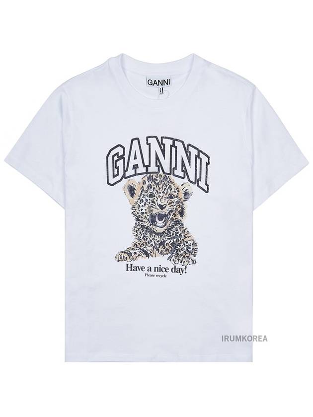 Logo Print Crew Neck Short Sleeve T Shirt White - GANNI - BALAAN 10