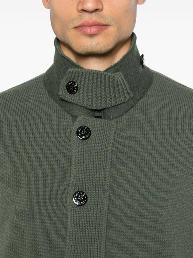 Wappen High Neck Button Up Wool Cardigan Green - STONE ISLAND - BALAAN 3