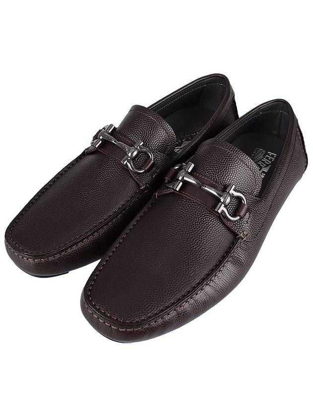 Men's Gancini Ornament Leather Loafers Brown - SALVATORE FERRAGAMO - BALAAN 2