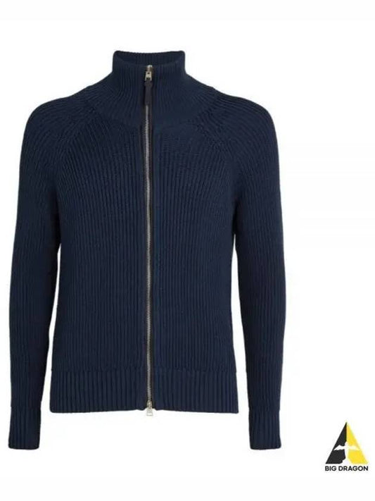 Silk Cotton Funnel Neck Zip Up Jacket Royal Blue - TOM FORD - BALAAN 2