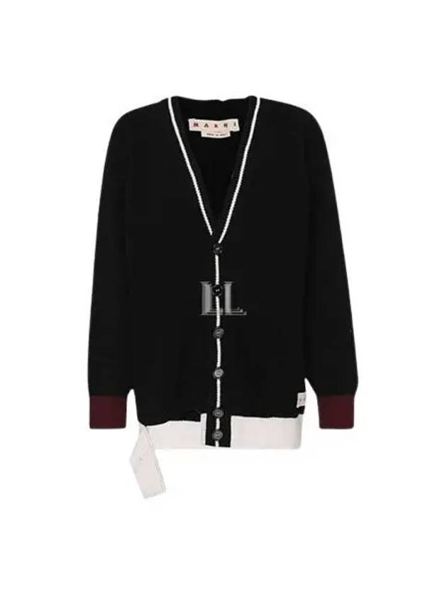 Distressed Wool Knit Cardigan Black - MARNI - BALAAN 2