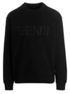 Embroidered Logo Crew Neck Sweatshirt Black - FENDI - BALAAN 2