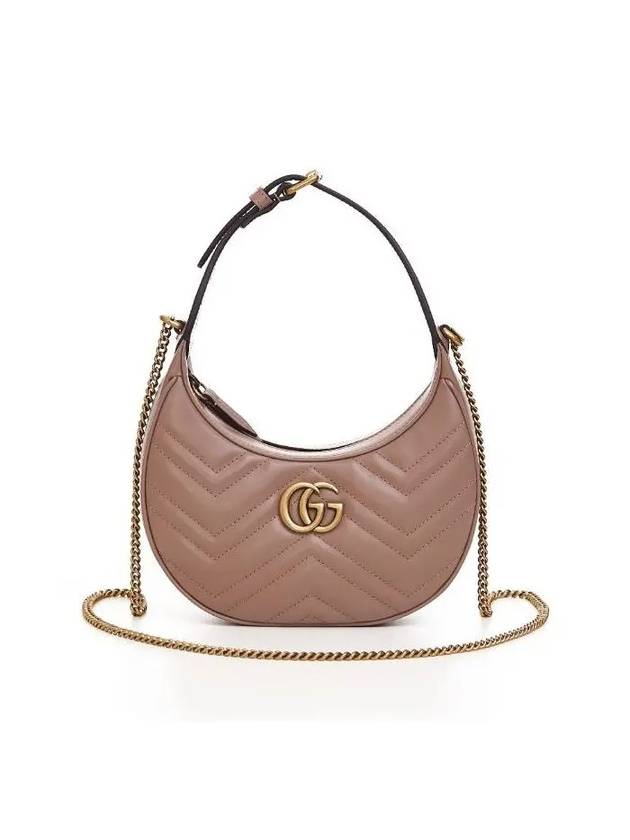 GG Marmont Half Moon Mini Bag Beige - GUCCI - BALAAN 3