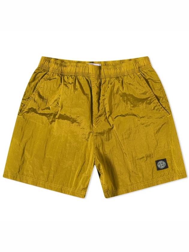 Men's Logo Patch Nylon Metal Swim Shorts Yellow - STONE ISLAND - BALAAN.