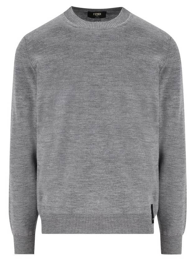 Crew Neck Wool Sweatshirt Grey - FENDI - BALAAN 2