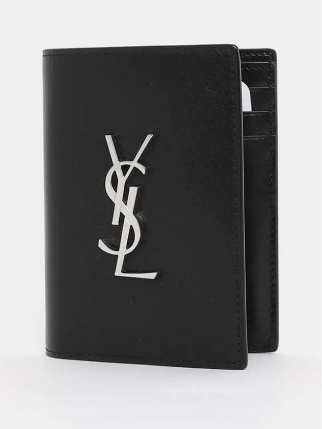 Men's Silver Monogram Fold Half Wallet Black - SAINT LAURENT - BALAAN 4