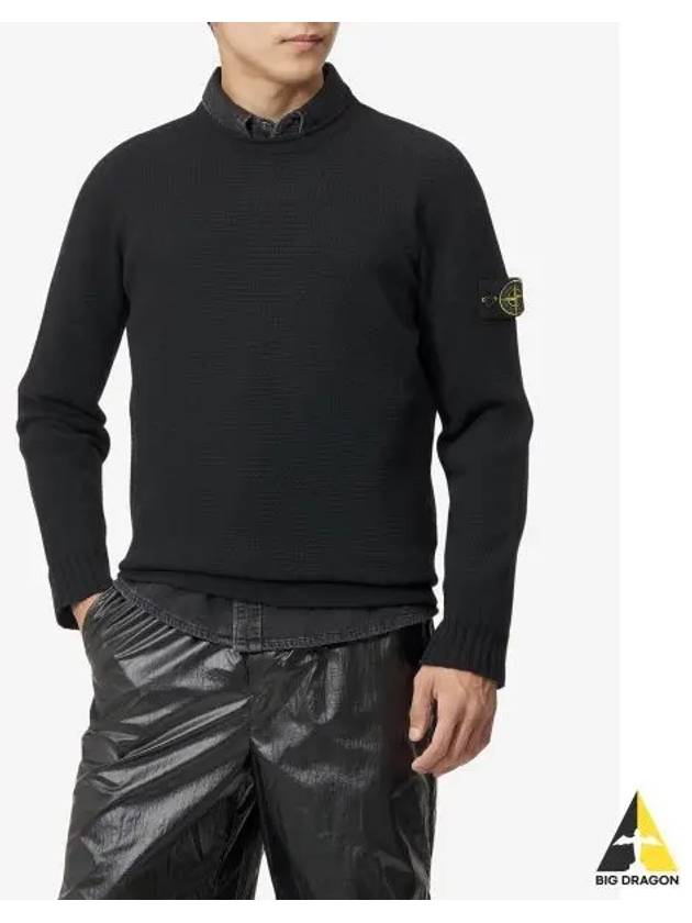 Compass Badge Wool Knit Top Black - STONE ISLAND - BALAAN 2