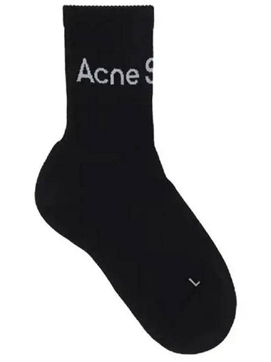 Contrast Logo Ribbed Socks Black - ACNE STUDIOS - BALAAN 1