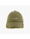 La Casquette Artichaut Fringe Metal Logo Ball Cap Khaki - JACQUEMUS - BALAAN 3