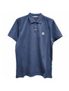 Logo Patch Short Sleeve Polo Shirt Blue - MONCLER - BALAAN 1