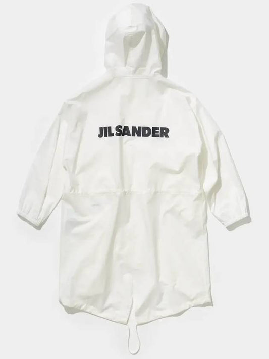 Bag Logo Cotton Hooded Raincoat White - JIL SANDER - BALAAN 2