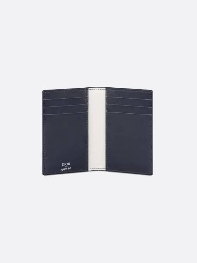 Hylton Nel Vertical Bifold Grained Calfskin Card Wallet Navy Blue - DIOR - BALAAN 4