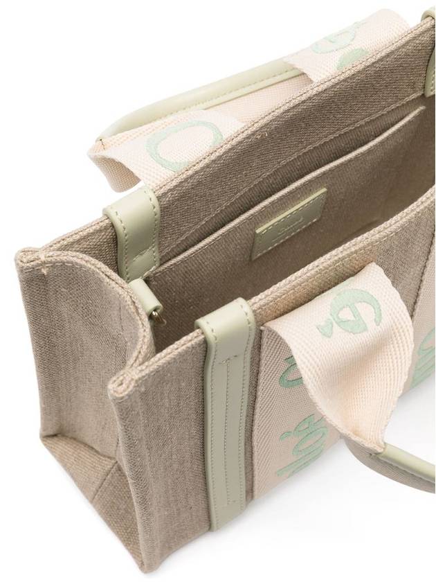 Woody Logo Small Tote Bag Green Beige - CHLOE - BALAAN 5