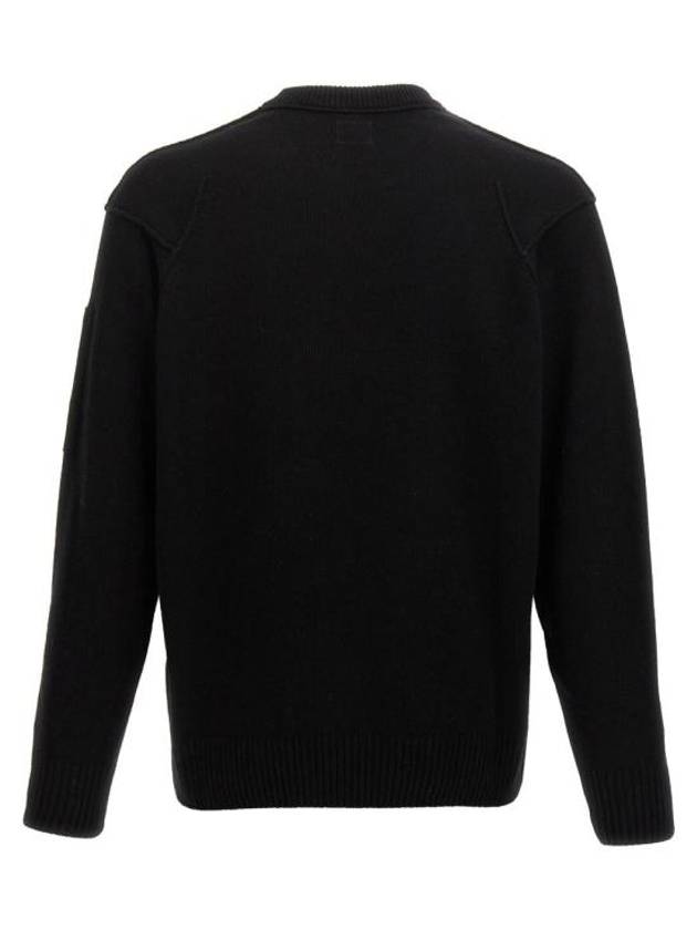 Lambswool GRS Crew Neck Knit Top Black - CP COMPANY - BALAAN 3