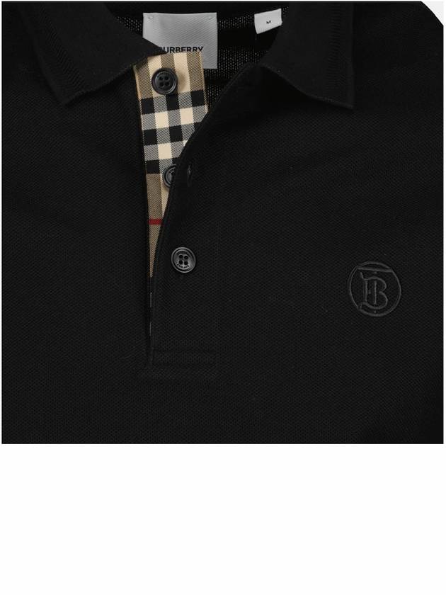 Men's Embroidered Logo Cotton Polo Shirt Black - BURBERRY - BALAAN 8