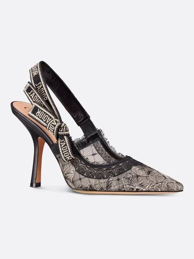 J'adior Butterfly Motif Metallic Thread Slingback Heels Black - DIOR - BALAAN 3