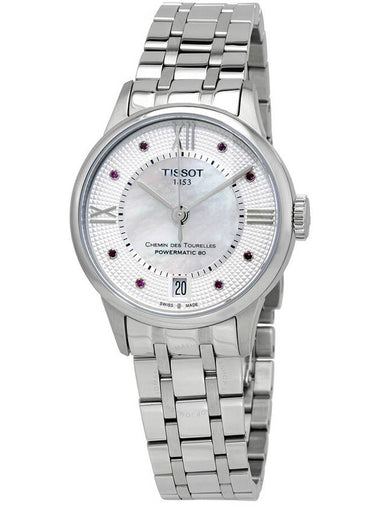 Tissot Chemin Des Tourelles White Mother of Pearl Rubies Dial Ladies Watch T099.207.11.113.00 - TISSOT - BALAAN 1