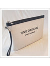 Rive Gauche Strap Canvas Clutch Bag White - SAINT LAURENT - BALAAN 5