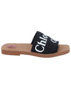 Woody Logo Flat Mule Slippers Black - CHLOE - BALAAN 3