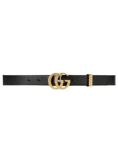 Women's GG Marmont Torchon Double G Buckle Leather Belt Black - GUCCI - BALAAN 2