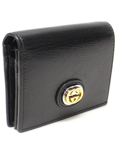 598532 Black leather two tone interlocking G card case half wallet - GUCCI - BALAAN 2