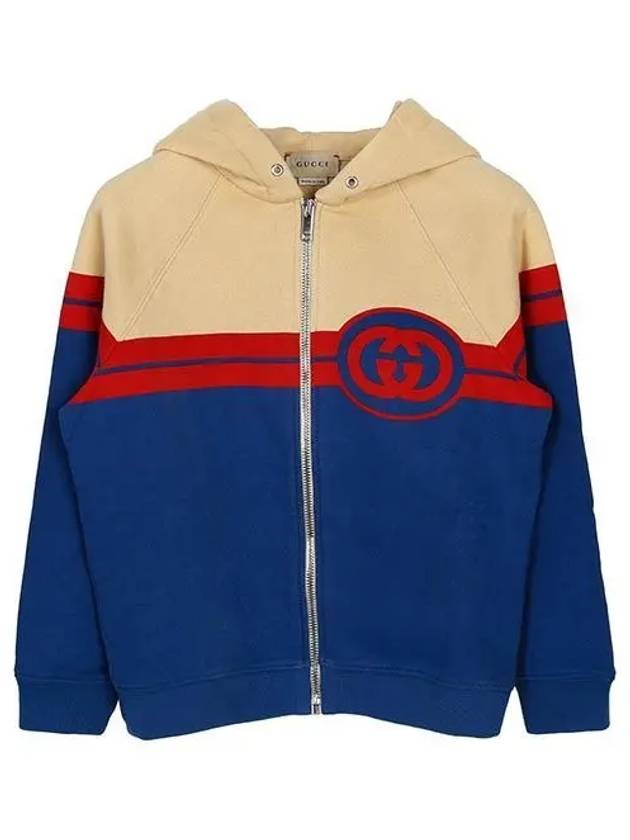 Kids Logo Zip-Up Hoodie Beige Blue - GUCCI - BALAAN 2