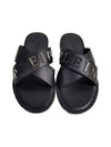 Logo Plaque Calf Leather Slippers Black - PHILIPP PLEIN - BALAAN 4