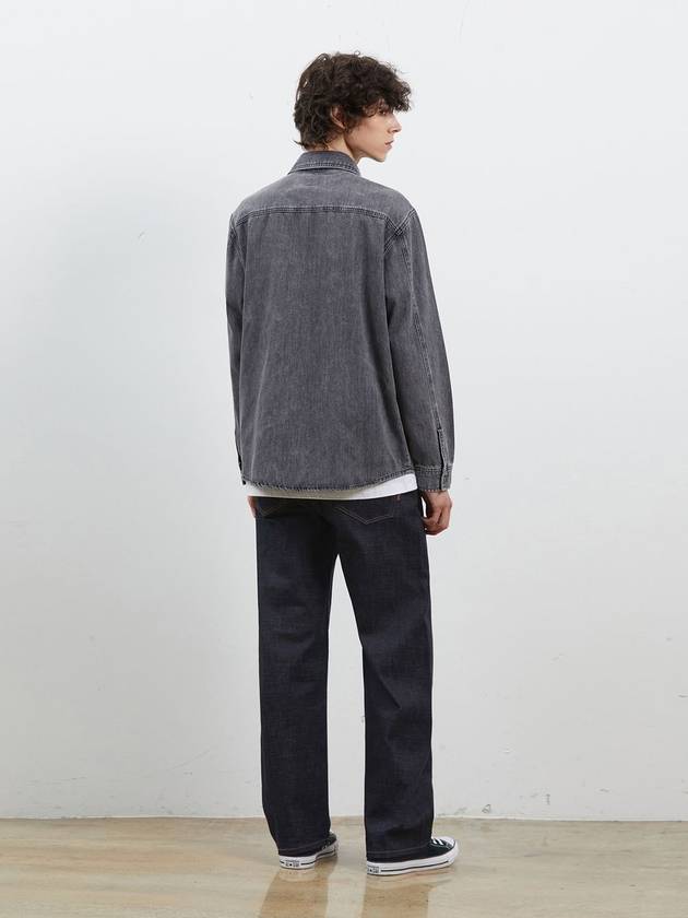 Denim Stone Washed Basic Shirt Gray - CORK - BALAAN 3