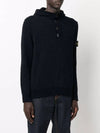 Men's Wappen Patch Half Zip Button Hooded Knit Top Navy - STONE ISLAND - BALAAN 4