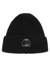 Lens Wappen Extra Fine Merino Wool Beanie Black - CP COMPANY - BALAAN 2