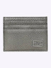 FF Baguette Logo Leather Card Wallet Gray - FENDI - BALAAN.