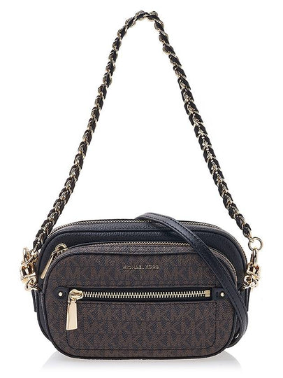 Jet Set Logo Leather Cross Bag Brown Black - MICHAEL KORS - BALAAN 2