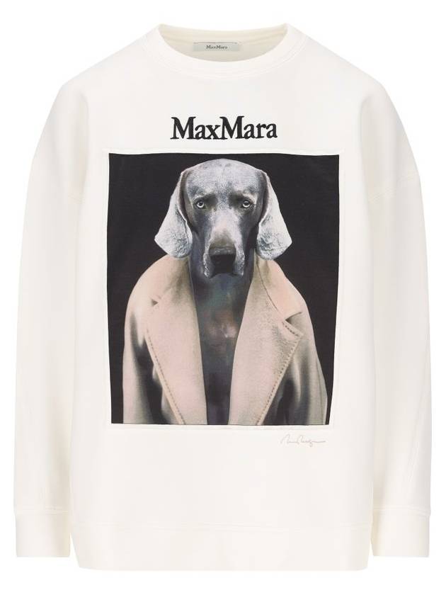 Embroidered Logo Crewneck Sweatshirt White - MAX MARA - BALAAN 1