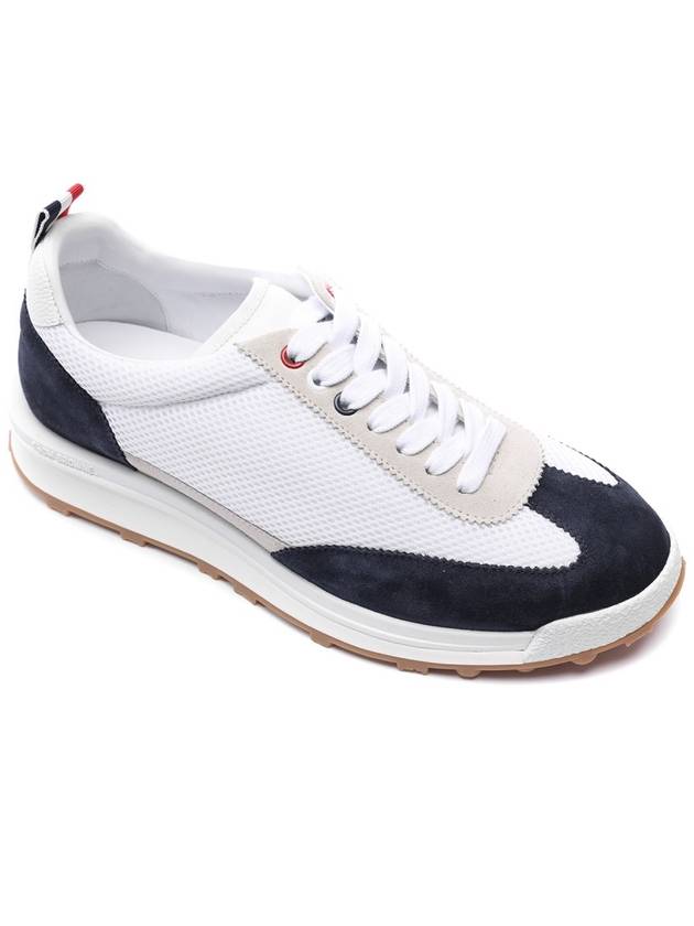 Fine Kid Suede Tech Runner Sneaker Navy - THOM BROWNE - BALAAN 4