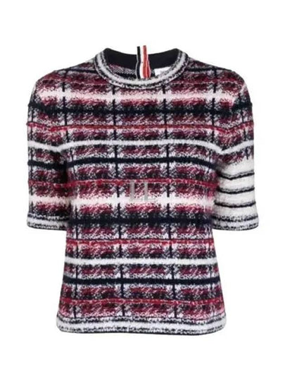 4 Bar Crew Neck Merino Mohair Knit Top Red - THOM BROWNE - BALAAN 2