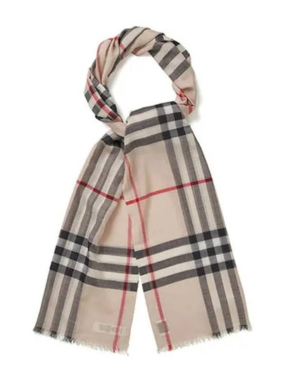 Check Wool Silk Blend Scarf Beige - BURBERRY - BALAAN 2